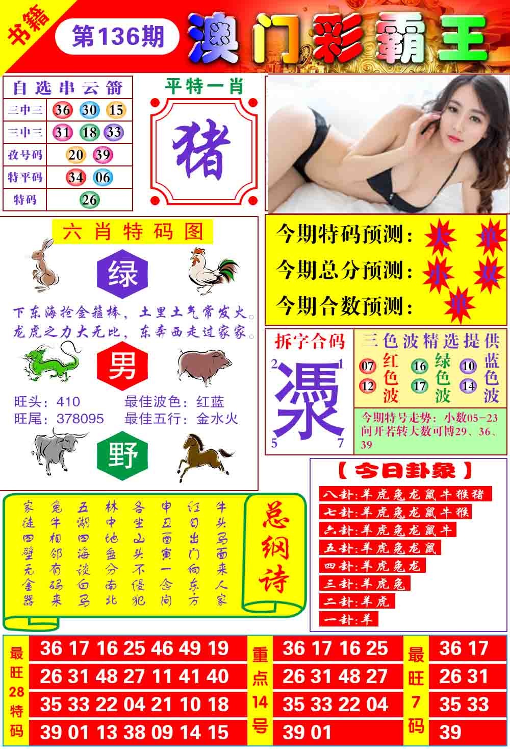 2026136期彩霸王六肖预测