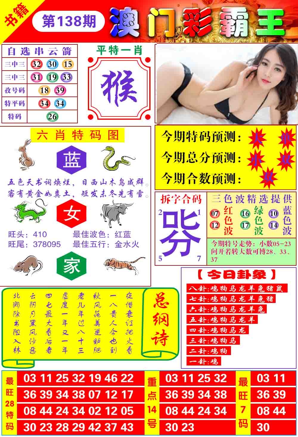 2026138期彩霸王六肖预测